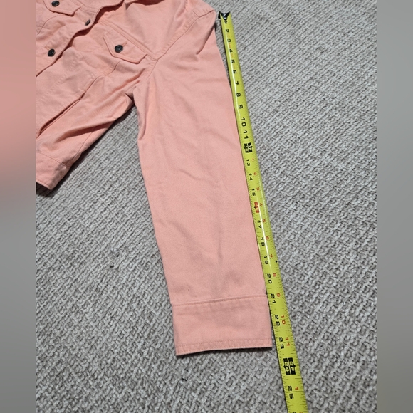 Faded Glory Coral Jean Jacket Cropped Denim Size L (12-14) - Picture 5 of 6